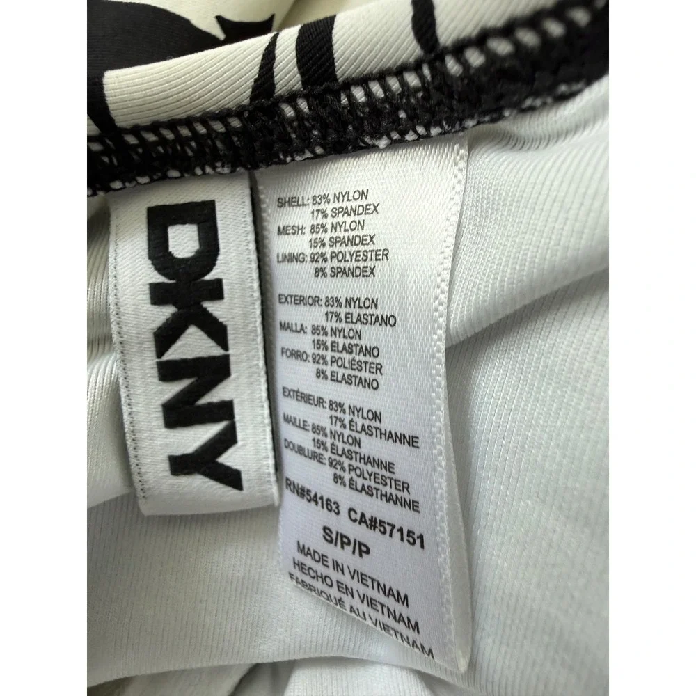 DKNY Womens Small One Piece Swimsuit Black White Yellow Floral  Tummy Control - Picture 9 of 13